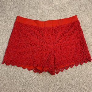 Esley Red Crochet Shorts